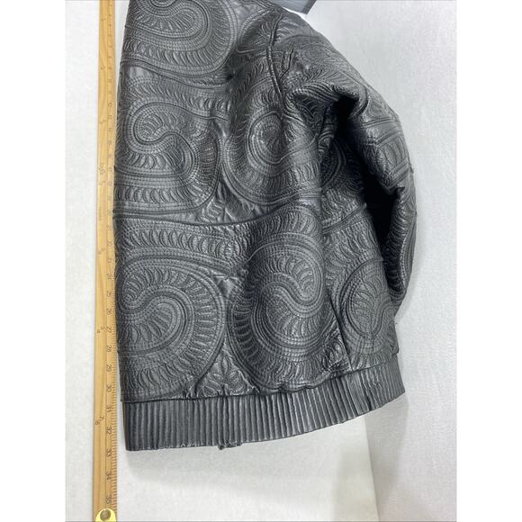 Anthm Design Co Leather Jacket Mens Size 6XL Full Zip Bomber Biker Black‎ Swirl - Picture 14 of 16